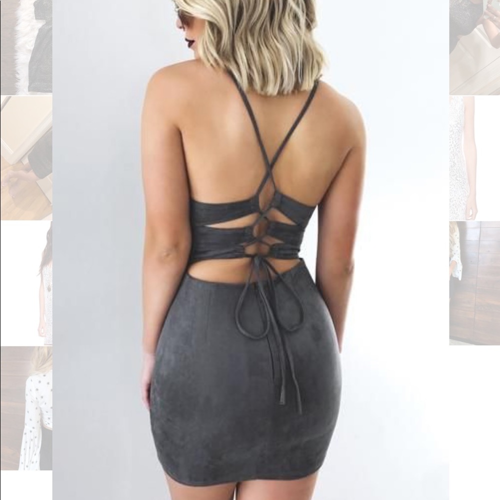 Time Of Your Life Bodycon Dress Grey - Lace Up